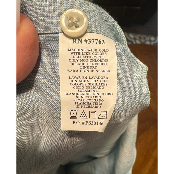 Perry Ellis Men Linen Button-Up Cotton Shirt Pastel Plaid - Picture 6 of 8